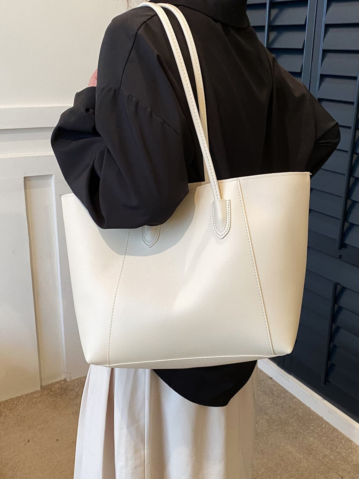 Tartu Large Faux Leather Shoulder Tote Bag