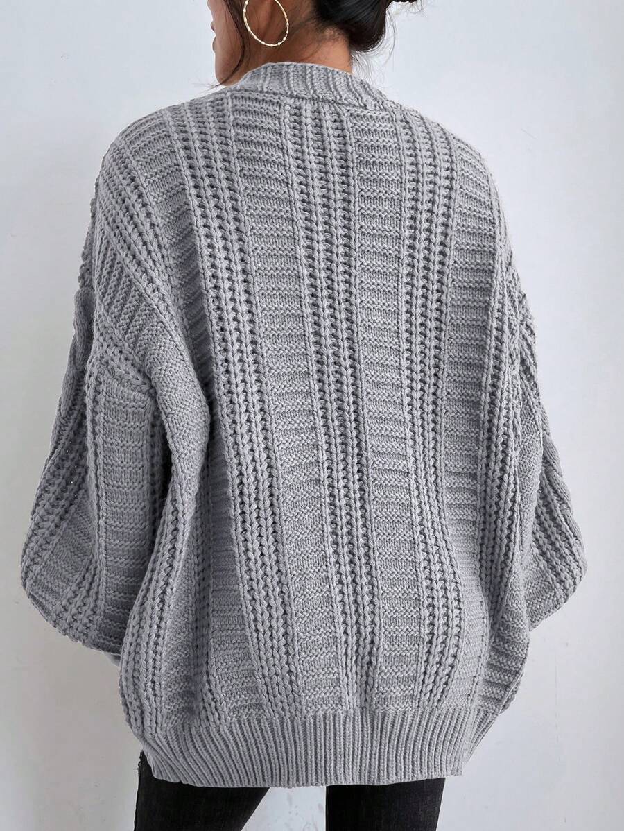 Adelaide Cable Knit Bishop Sleeve Cardigan - Coffee Brown