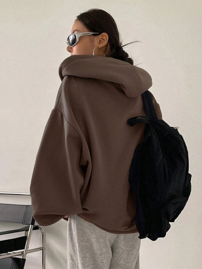 Eleanor Thermal Lined Zip Drawstring Hoodie - Dark Grey
