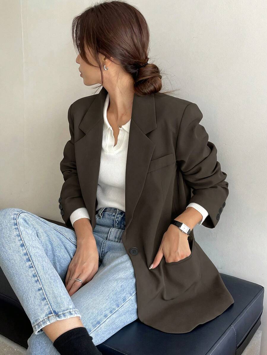 Pimlico Oversized Single Button Notch Lapel Blazer