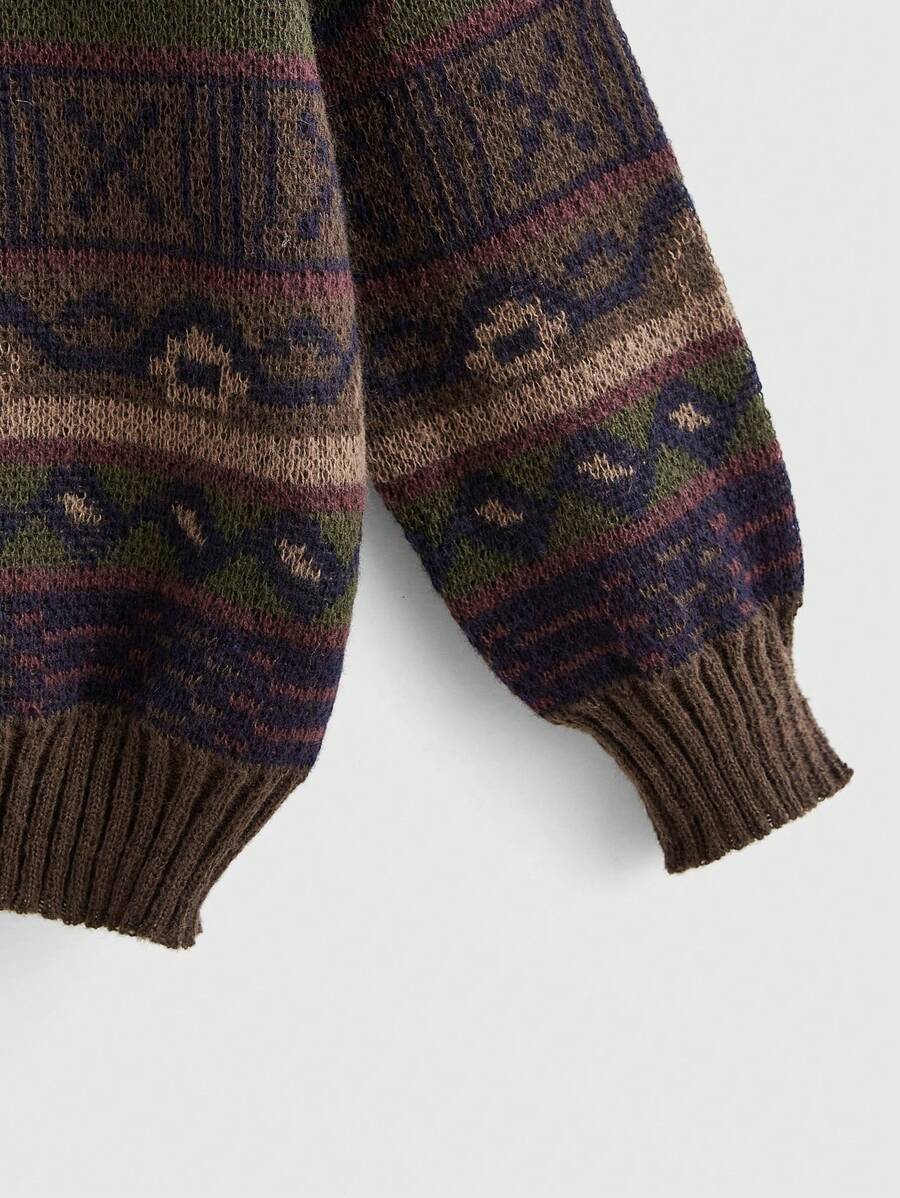 Quinn Geometric Pattern Knit Sweater - Multicolor