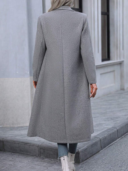 Graz Double Breasted Wool Look Long Overcoat