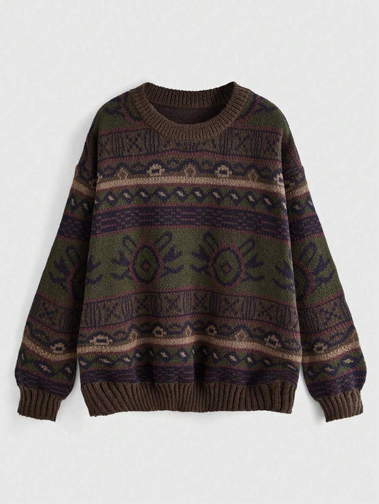 Quinn Geometric Pattern Knit Sweater - Multicolor