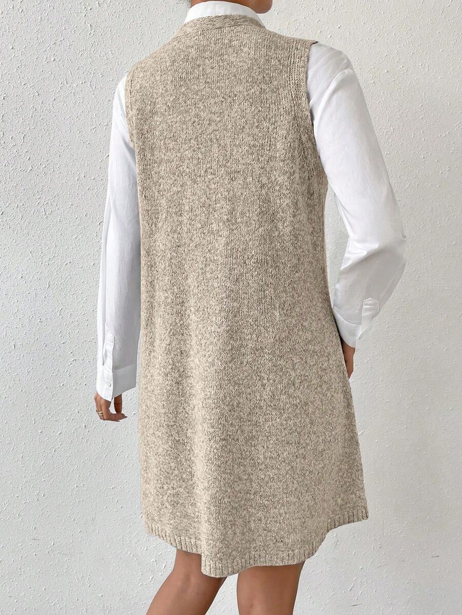 Amara Marled Knit Sleeveless Sweater Dress - Black