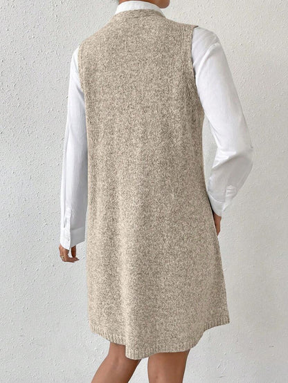 Amara Marled Knit Sleeveless Sweater Dress - Black