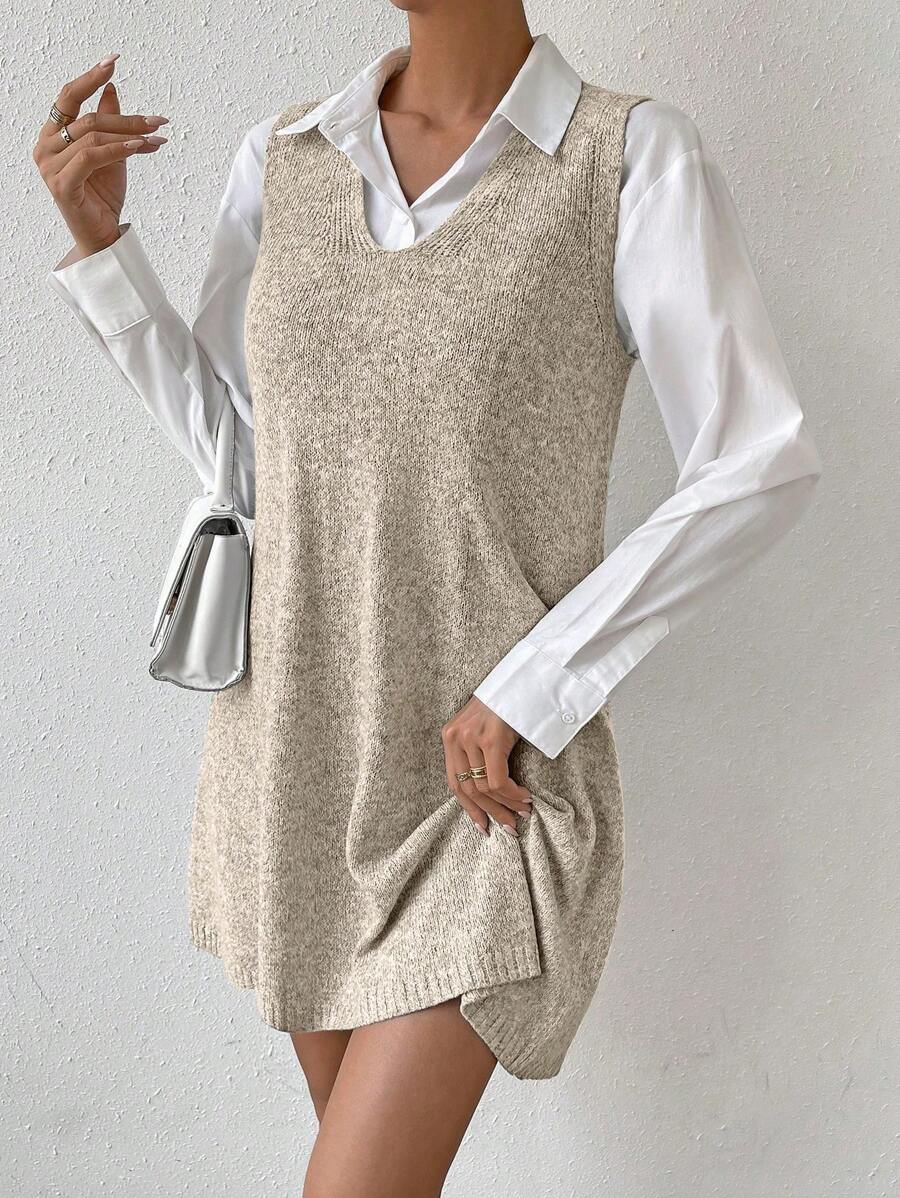 Amara Marled Knit Sleeveless Sweater Dress - Pink