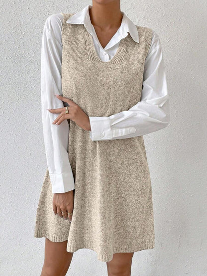 Amara Marled Knit Sleeveless Sweater Dress - Baby Blue