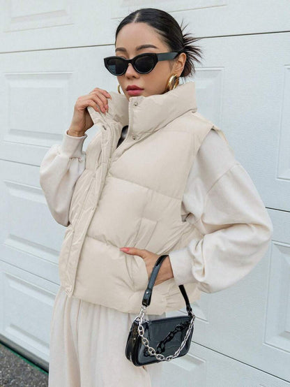 Andermatt Snap Button Zip Up Puffer Vest with Pockets