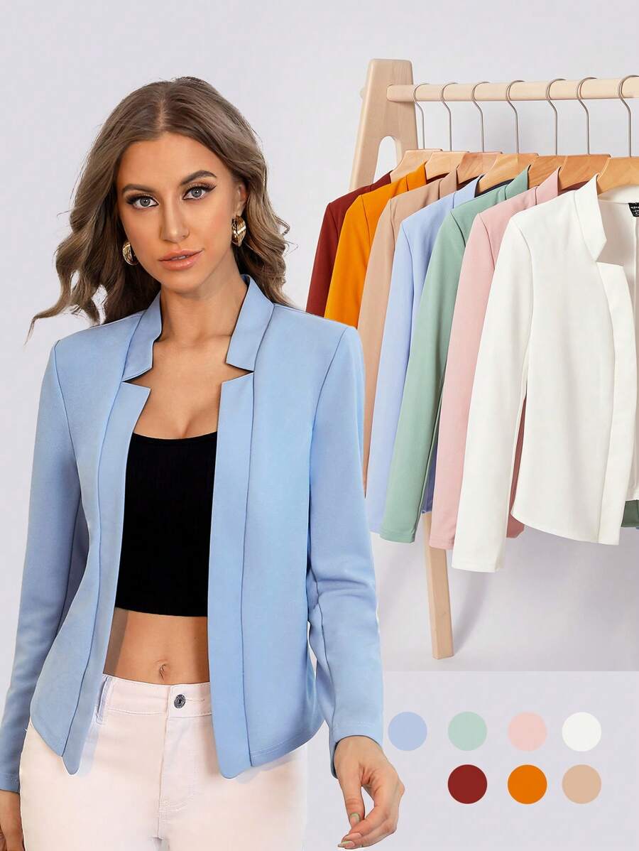 Cora Open Front Knit Blazer Jacket - Green