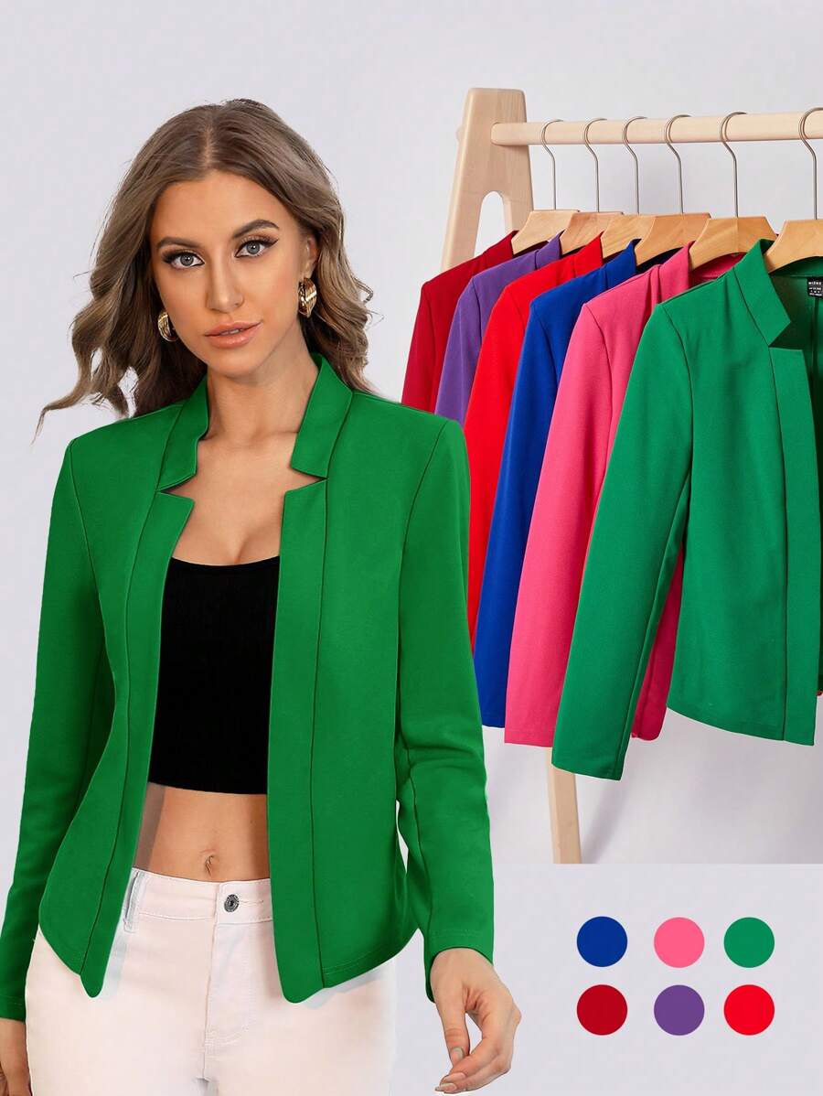 Cora Open Front Knit Blazer Jacket - Green