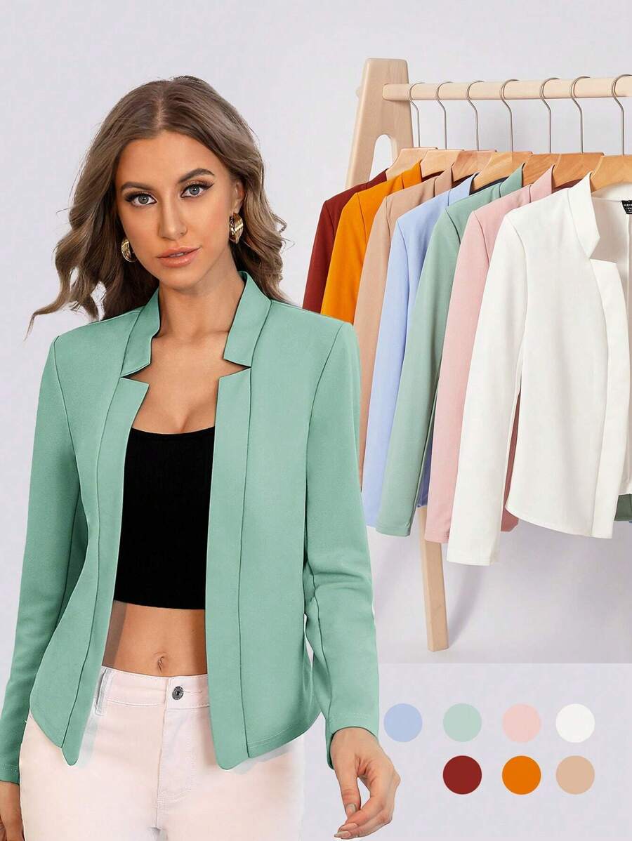Cora Open Front Knit Blazer Jacket - Hot Pink
