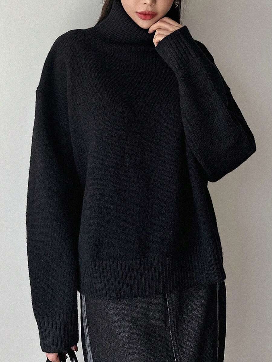 Lofoten Oversized Turtleneck Drop Shoulder Knit Sweater