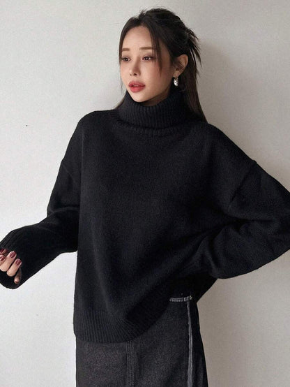 Lofoten Oversized Turtleneck Drop Shoulder Knit Sweater