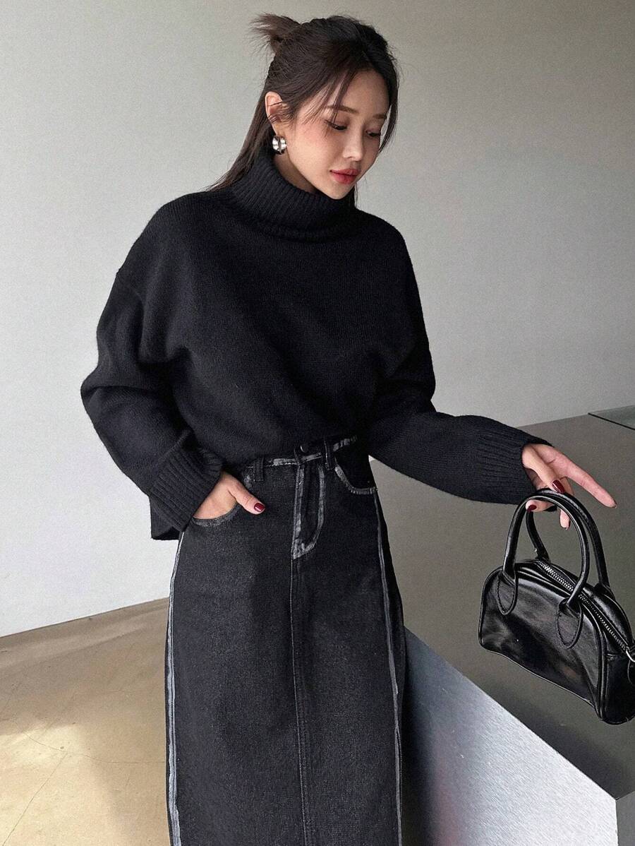 Lofoten Oversized Turtleneck Drop Shoulder Knit Sweater