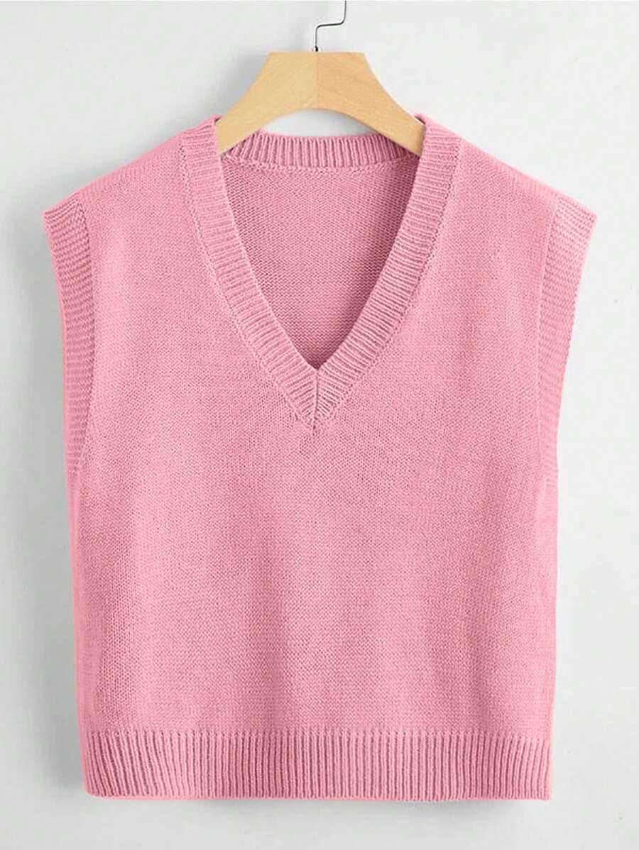 Marisa Fine Knit V-Neck Sleeveless Sweater Vest - Blue