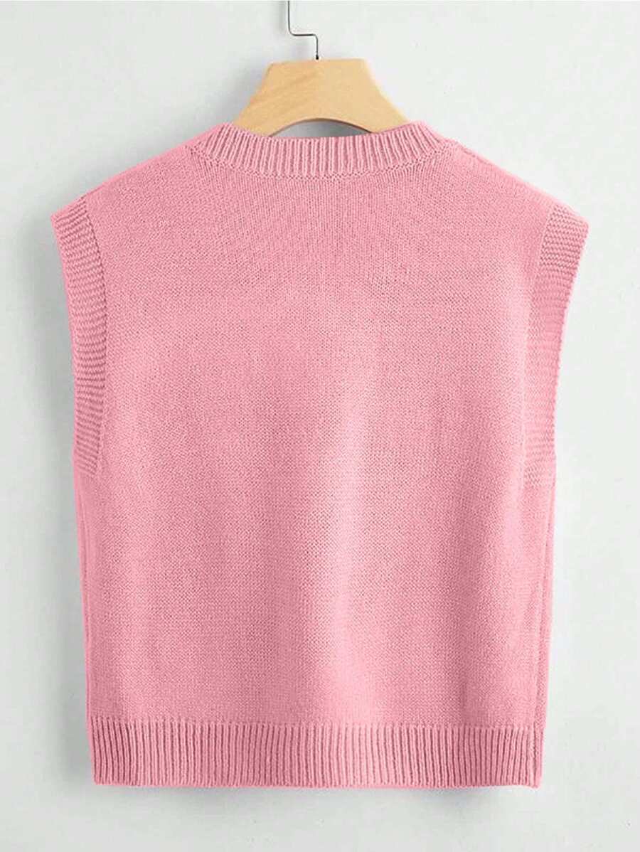 Marisa Fine Knit V-Neck Sleeveless Sweater Vest - Brown