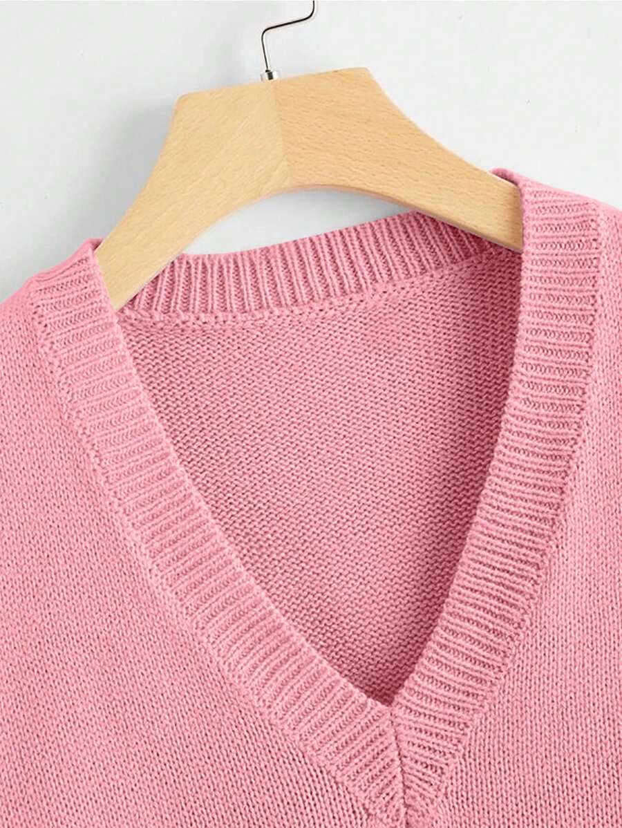 Marisa Fine Knit V-Neck Sleeveless Sweater Vest - Burgundy