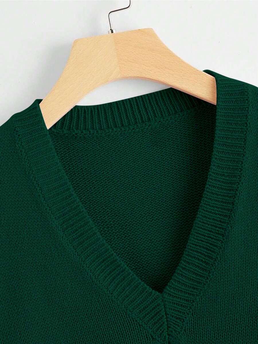 Marisa Fine Knit V-Neck Sleeveless Sweater Vest - Redwood