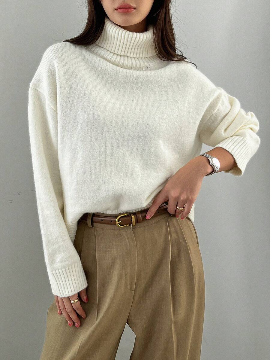 Lofoten Oversized Turtleneck Drop Shoulder Knit Sweater