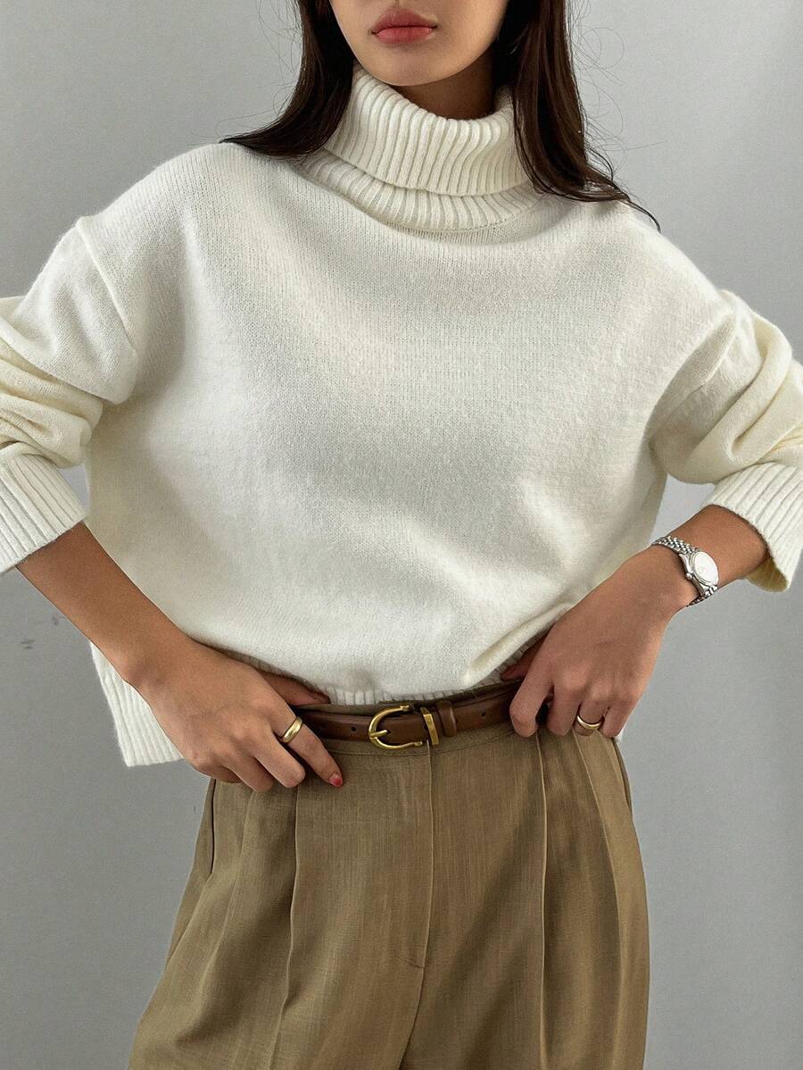 Lofoten Oversized Turtleneck Drop Shoulder Knit Sweater