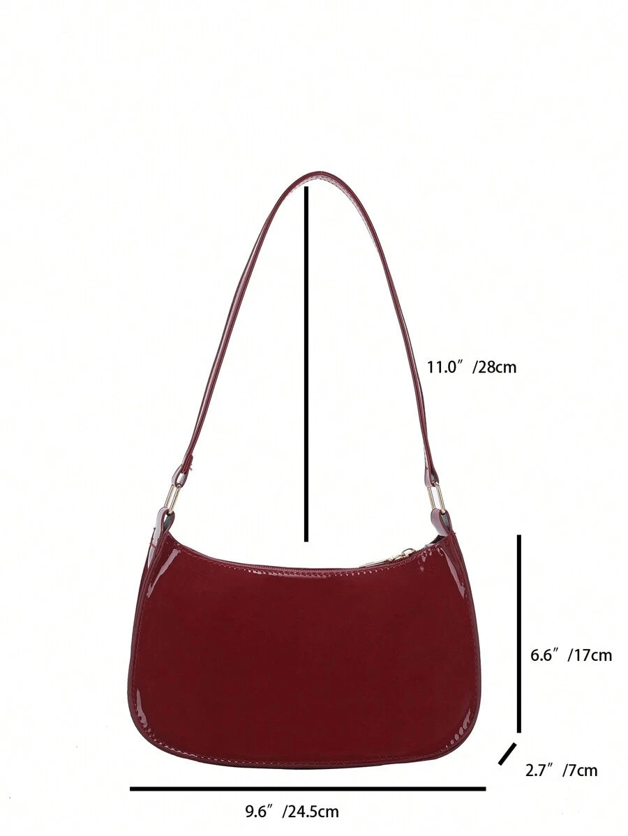 Women's Curved Shoulder Bag, Small Faux Leather Underarm Purse for Everyday and Evening