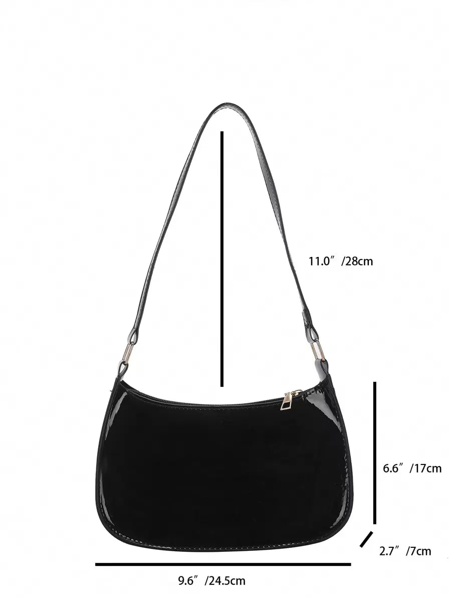 Women's Curved Shoulder Bag, Small Faux Leather Underarm Purse for Everyday and Evening