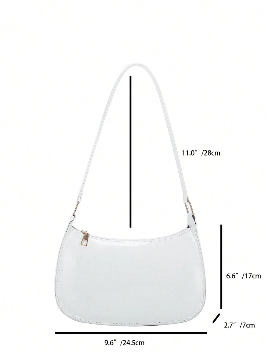 Women's Curved Shoulder Bag, Small Faux Leather Underarm Purse for Everyday and Evening