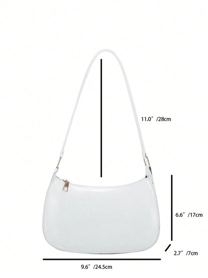 Women's Curved Shoulder Bag, Small Faux Leather Underarm Purse for Everyday and Evening