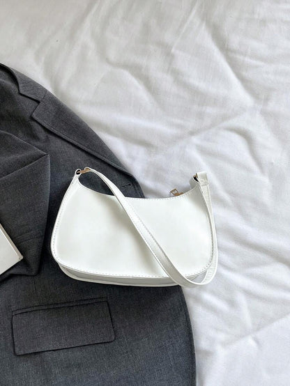 Women's Curved Shoulder Bag, Small Faux Leather Underarm Purse for Everyday and Evening