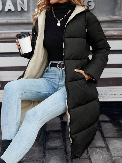Jasper Long Hooded Puffer Coat with Drawstring