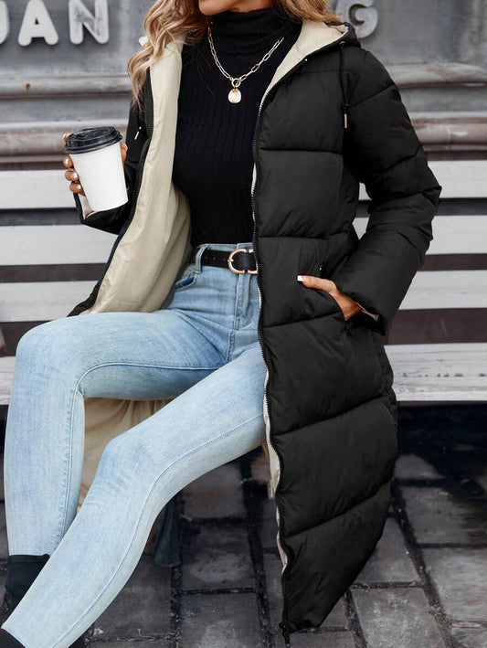 Jasper Long Hooded Puffer Coat with Drawstring