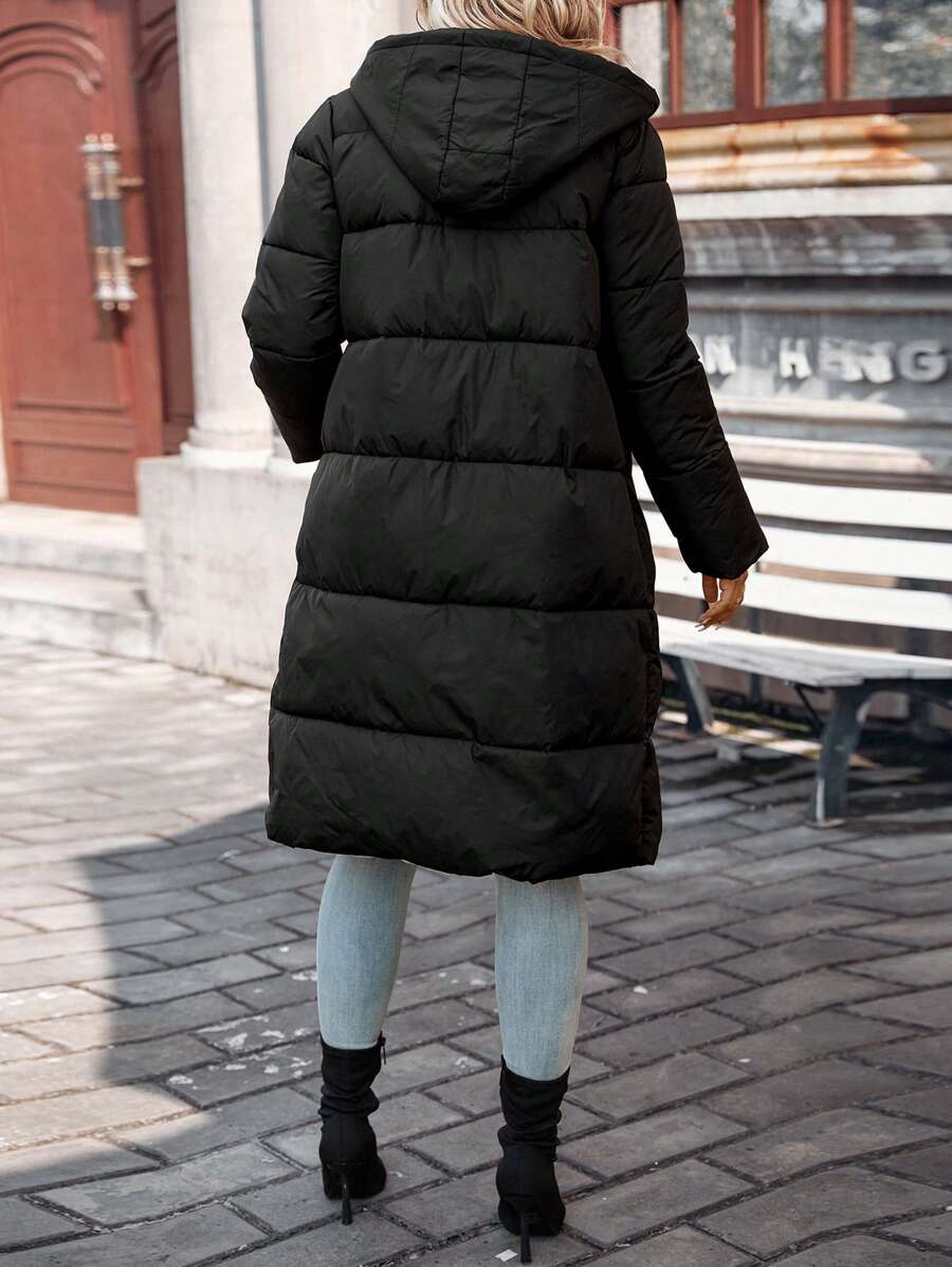 Jasper Long Hooded Puffer Coat with Drawstring