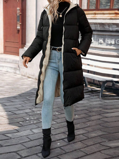 Jasper Long Hooded Puffer Coat with Drawstring