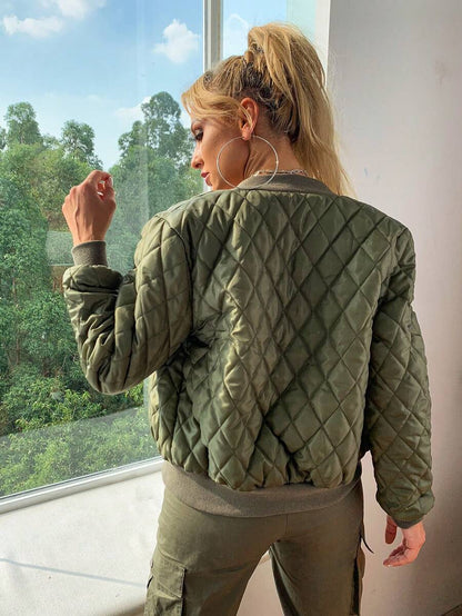 Narvik Diamond Quilted Zip Up Bomber Jacket