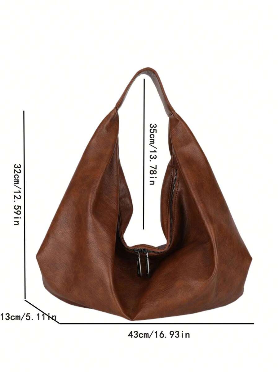 Women's Slouchy Hobo Shoulder Bag, Faux Suede Zip Top Purse for Everyday and Travel