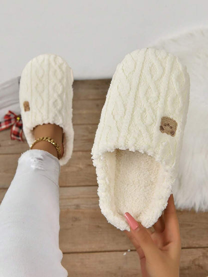 Women's Winter Bestselling Warm Indoor Slippers, Thick Sole Non-Slip White Fluffy Slippers,Furry Shoes Mensa