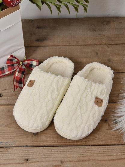 Women's Winter Bestselling Warm Indoor Slippers, Thick Sole Non-Slip White Fluffy Slippers,Furry Shoes Mensa