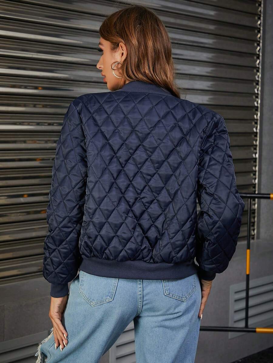 Narvik Diamond Quilted Zip Up Bomber Jacket