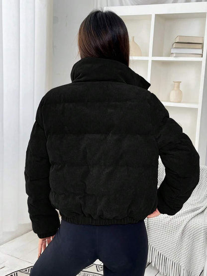 Glasgow Cropped Quilted Puffer Jacket with Funnel Neck