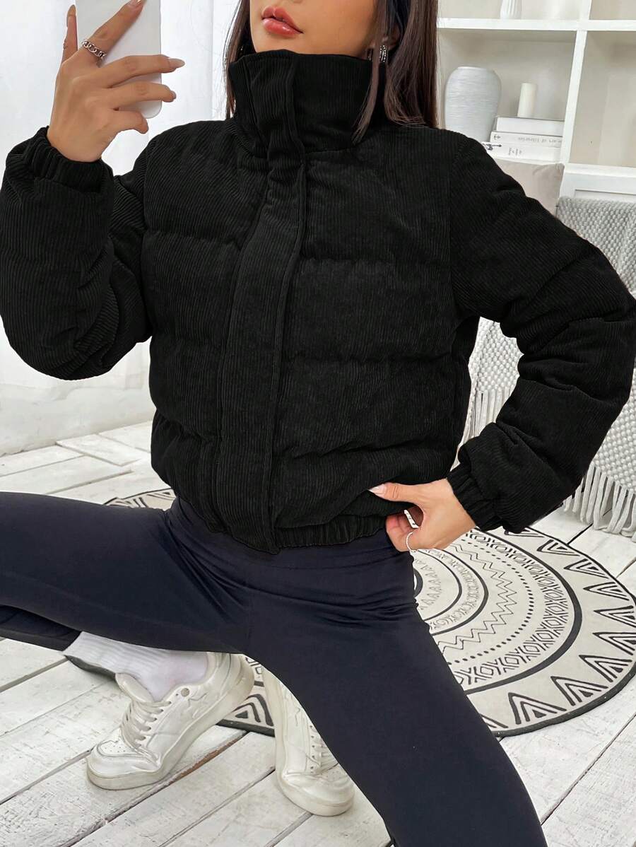 Glasgow Cropped Quilted Puffer Jacket with Funnel Neck