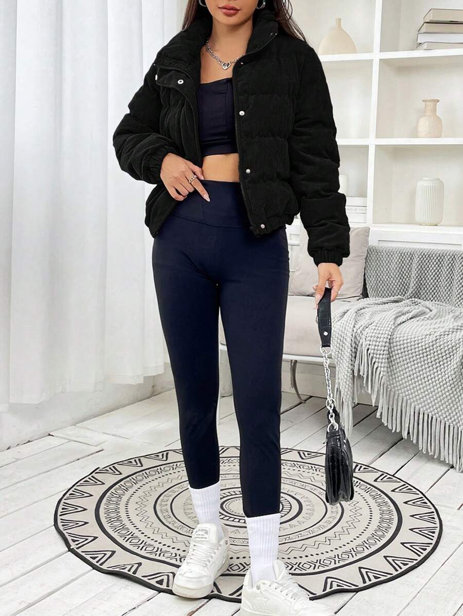 Glasgow Cropped Quilted Puffer Jacket with Funnel Neck