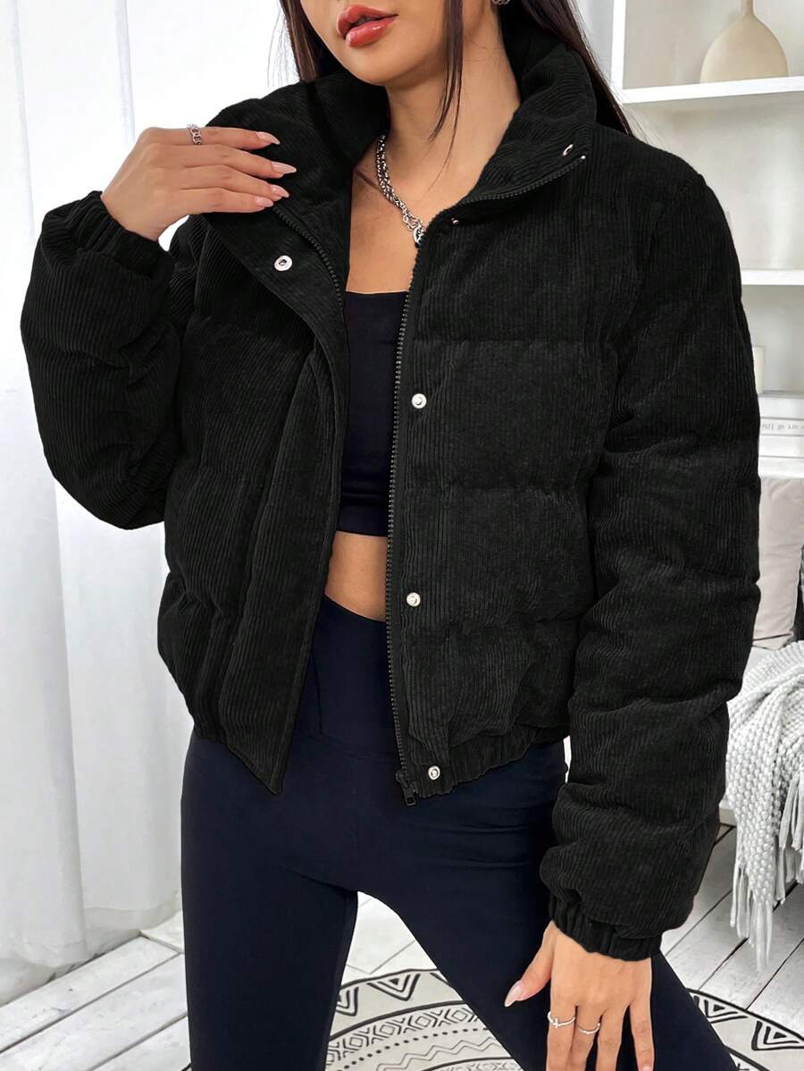 Glasgow Cropped Quilted Puffer Jacket with Funnel Neck