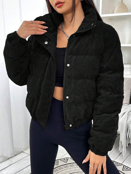 Glasgow Cropped Quilted Puffer Jacket with Funnel Neck