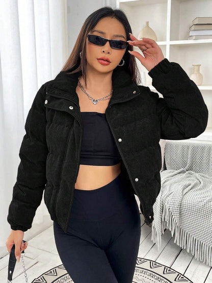 Glasgow Cropped Quilted Puffer Jacket with Funnel Neck
