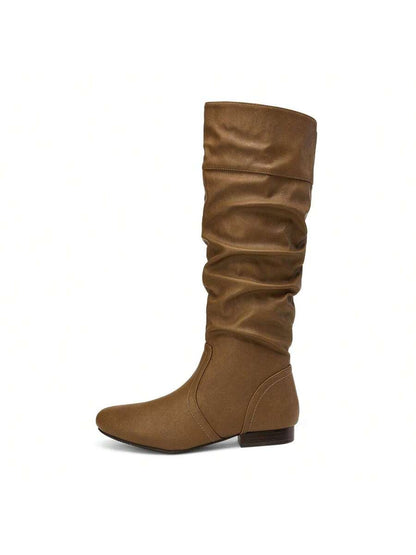 Women's  Black Knee High Pull On Winter Weather Black Boots Elegant & Fashionable Classic Slouchy Warm Gift  Boots Mensa
