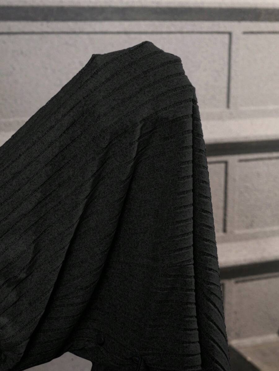 Honfleur High Waist Ribbed Knit Long Skirt with Split Hem