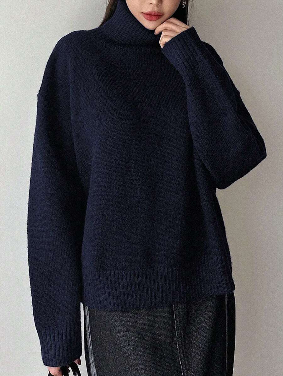 Lofoten Oversized Turtleneck Drop Shoulder Knit Sweater
