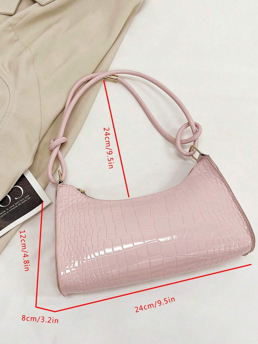 Women's Curved Shoulder Bag, Small Faux Leather Underarm Purse for Everyday and Evening