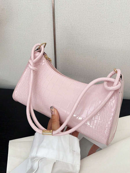 Women's Curved Shoulder Bag, Small Faux Leather Underarm Purse for Everyday and Evening