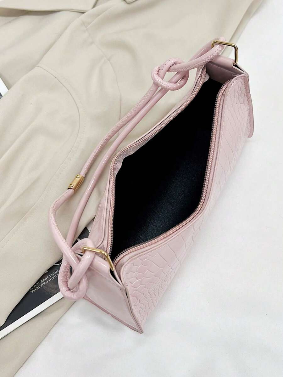 Women's Curved Shoulder Bag, Small Faux Leather Underarm Purse for Everyday and Evening